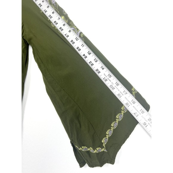 One World Live and Let Live Y2K Size Small Green Boho Fairycore Top - Picture 5 of 9